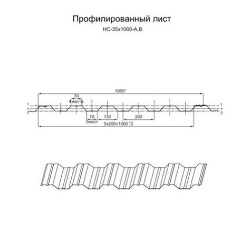 Профнастил нержавеющий НС35 0.55 AISI 430